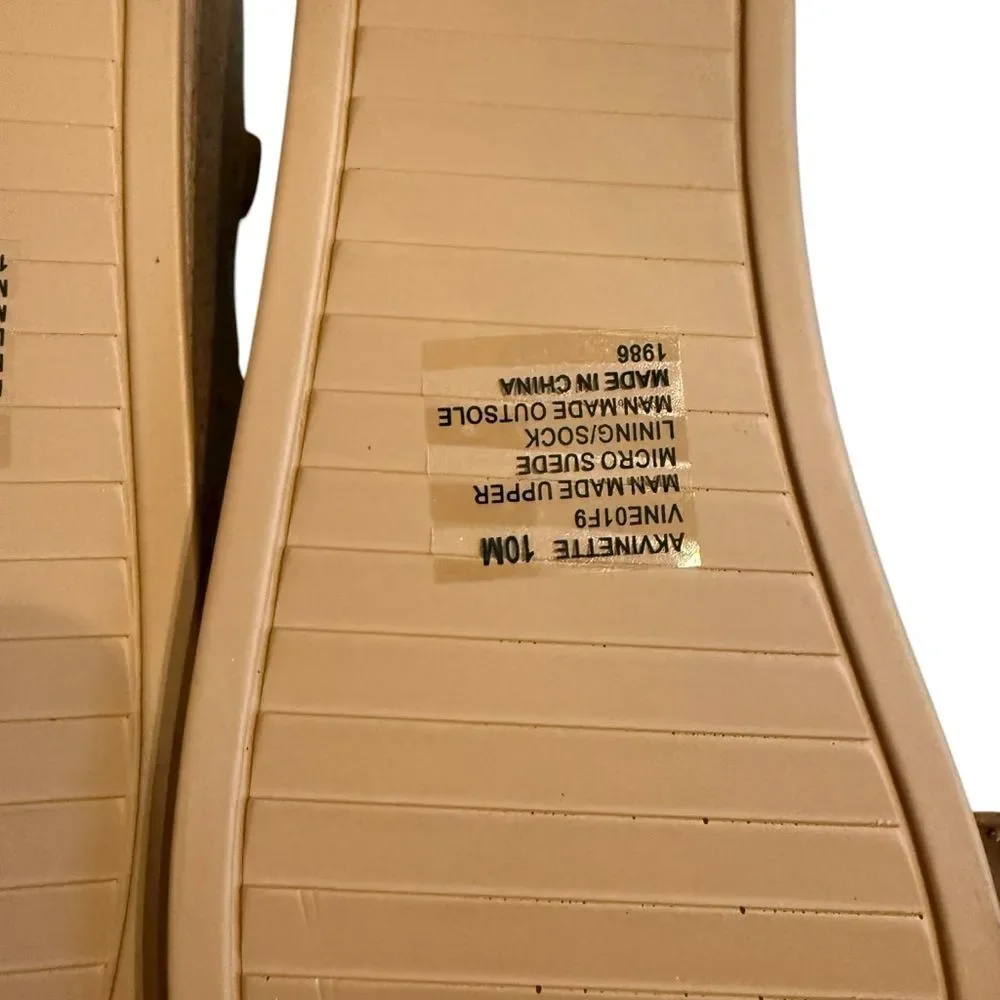 New Anne Klein Women's Tan Strappy Wedge Sandals w/ Micro Suede Size 10